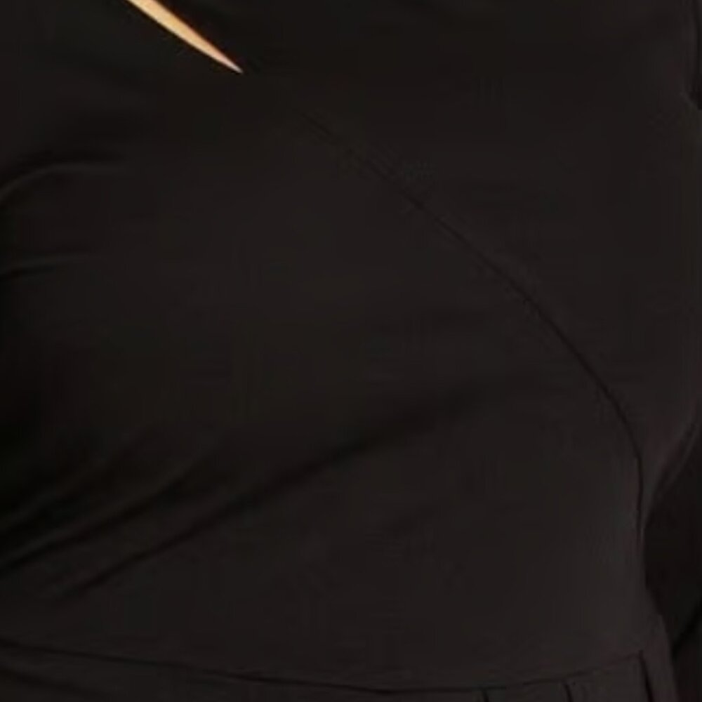 City Chic Black Long Sleeve Asymmetrical Cutout‎ Midi Dress Ruching Size L(20) - Picture 4 of 8